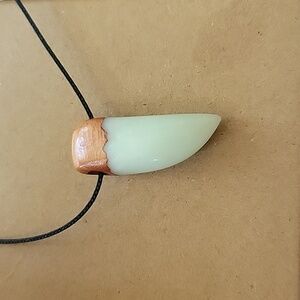 Resin and wood fang pendant